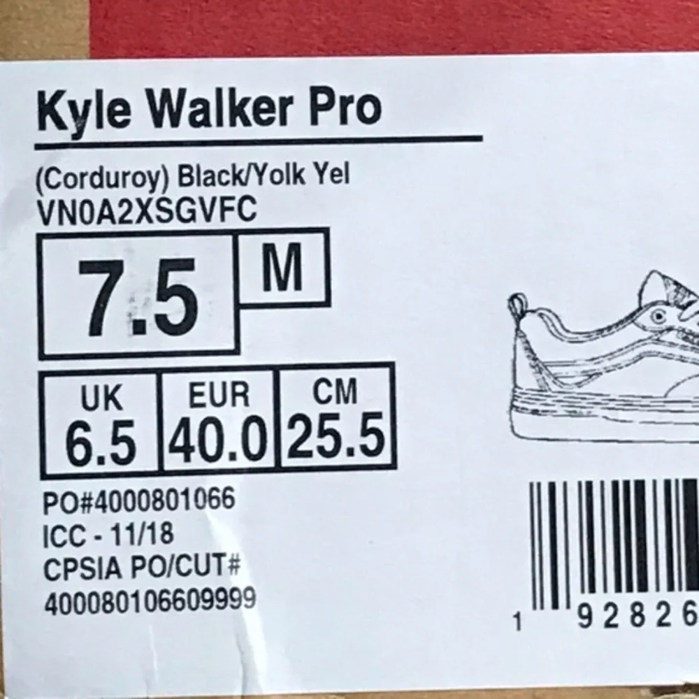 Vans Kyle‎ Walker Corduroy Black Yolk Yellow Shoes